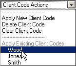 Managing client codes for saved documents
