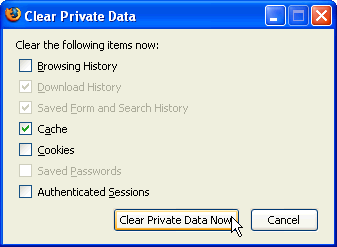 Clearing the cache in Firefox