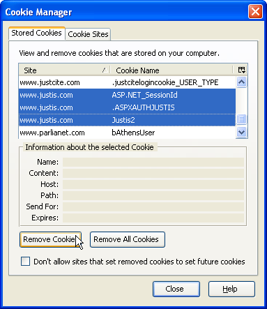 Deleting cookies in SeaMonkey