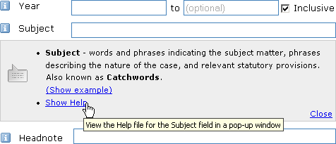 View the Help for a field