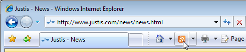 Orange RSS icon in the Internet Explorer toolbar