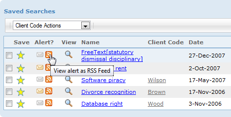 Orange RSS icons for viewing Justis RSS alerts