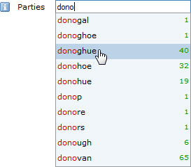 Suggestions in the Parties field